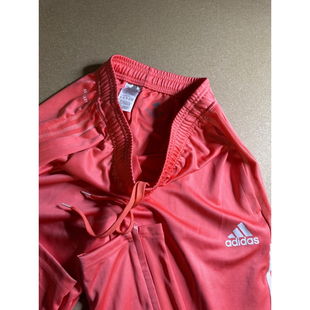 Adidas Women Coral Pink Tiro Track Pants Aeroready 3-Stripe Ankle Zip Size M $89 - Picture 3 of 9